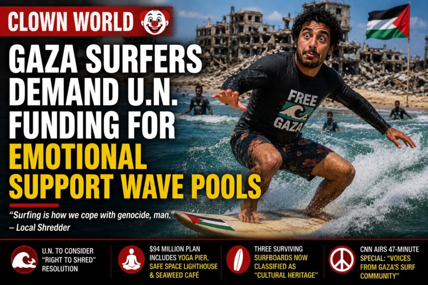 Gaza Surfers Demand U.N. Funding For Emotional Support Wave Pools